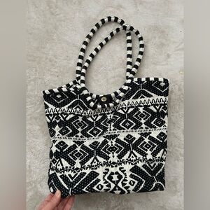 Black and White Patterned Tote Bag